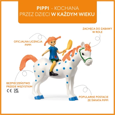 MICKI Figurka Pippi Langstrumpf zestaw z koniem do zabawy zabawka dla dzieci koń | Pan Piksel