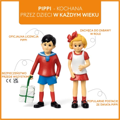MICKI Figurki Tommy i Annika zestaw dla dzieci Pippi Langstrumpf zabawa lalkami | Pan Piksel