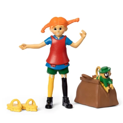 MICKI Figurka Pippi Langstrumpf zestaw do zabawy małpa walizka zabawka dla dzieci | Pan Piksel