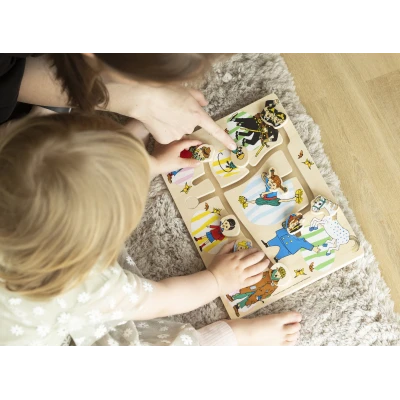 MICKI Drewniana układanka puzzle labirynt edukacyjna zabawka dla dzieci Pippi | Pan Piksel