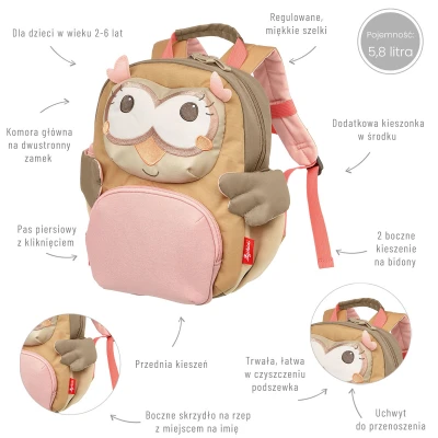 SIGIKID Plecak dziecięcy Sowa kolorowy plecak 26 cm 52 l | Pan Piksel