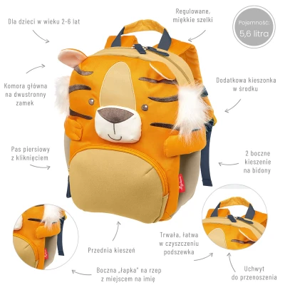 SIGIKID Plecak dziecięcy Tygrys pomarańczowy plecak 26 cm | Pan Piksel