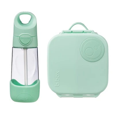 B.BOX Zestaw Mini Lunchbox + Butelka tritanowa ze słomką 450 ml Spearmint | Pan Piksel