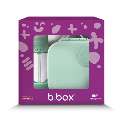 B.BOX Zestaw Mini Lunchbox + Butelka tritanowa ze słomką 450 ml Spearmint | Pan Piksel