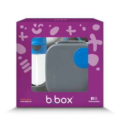 B.BOX Zestaw Mini Lunchbox + Butelka tritanowa ze słomką 450 ml Blue Slate | Pan Piksel