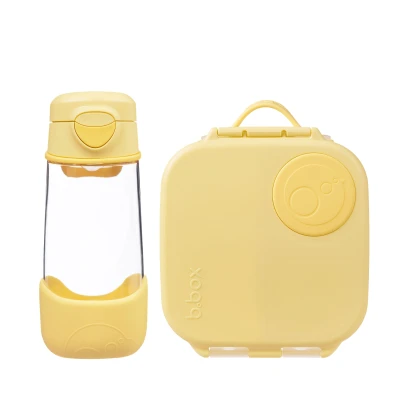 B.BOX Zestaw Sportowa butelka tritanowa 450 ml + Mini Lunchbox Lemon Twist | Pan Piksel