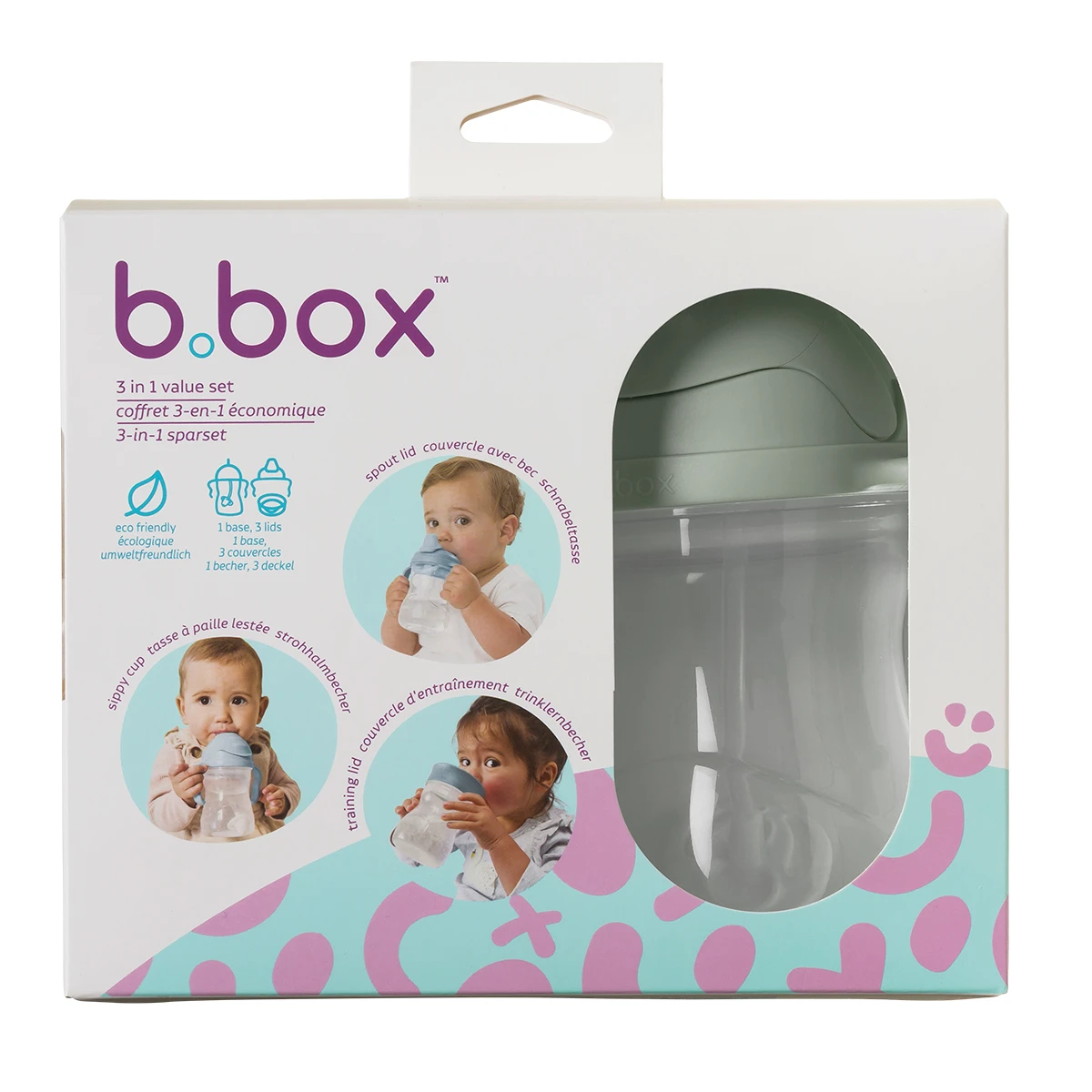 B.BOX Kubek 3w1 zestaw 240 ml Sage | Pan Piksel