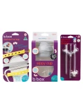 B.BOX Zestaw na start 3w1 bidon ze słomką 240 ml szary + smycz Lemon Sherbet + zapasowe słomki | Pan Piksel