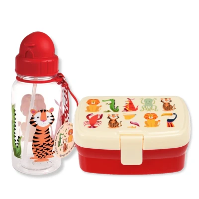 REX LONDON Zestaw śniadaniowy lunchbox i bidon Zwierzęta | Pan Piksel