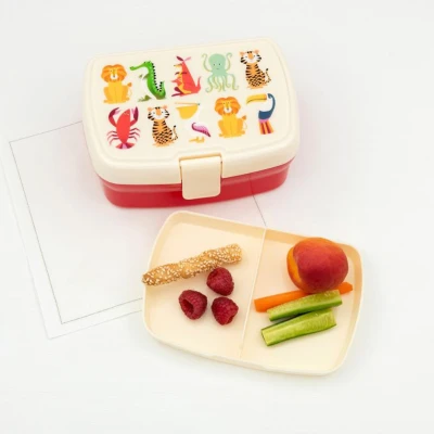 REX LONDON Zestaw śniadaniowy lunchbox i bidon Zwierzęta | Pan Piksel