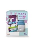 B.BOX Zestaw na start 3w1 bidon ze słomką 240 ml borówkowy+ smycz Ocean Breeze + zapasowe słomki | Pan Piksel