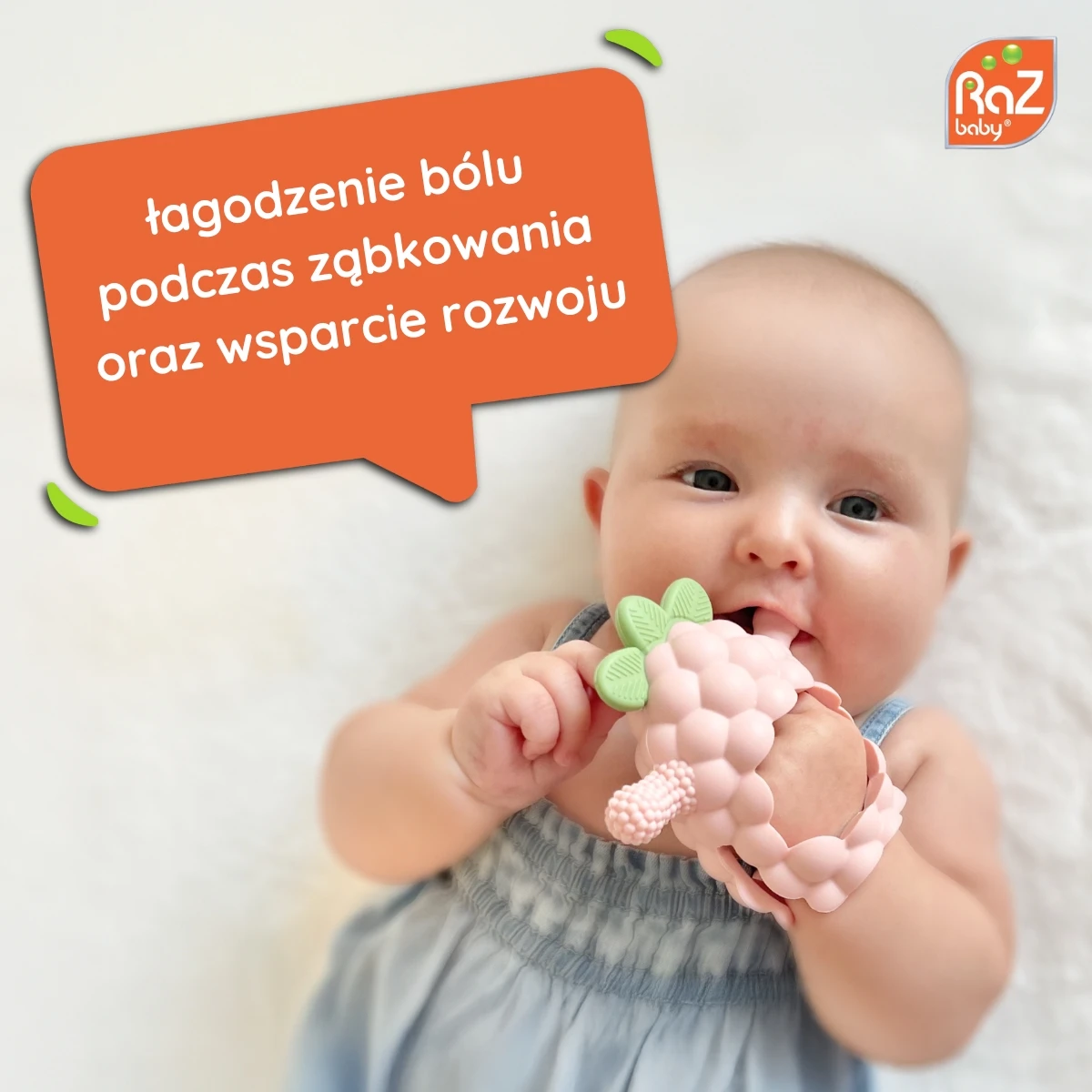 RAZBABY Gryzak silikonowy Razberry Grip błękitny | Pan Piksel