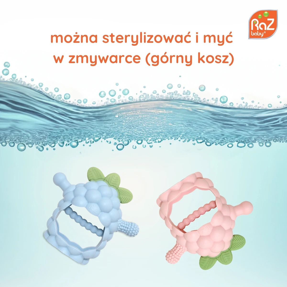 RAZBABY Gryzak silikonowy Razberry Grip błękitny | Pan Piksel