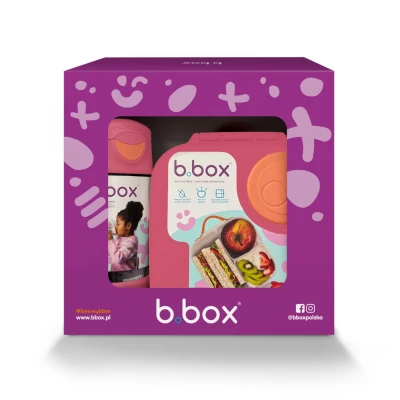 B.BOX Zestaw Sportowa butelka tritanowa 450 ml + Mini Lunchbox Strawberry Shake | Pan Piksel