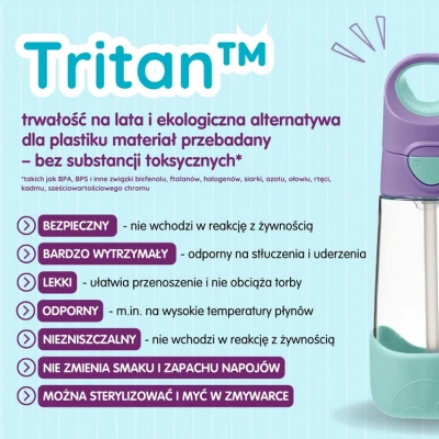 B.BOX Zestaw Mini Lunchbox + Butelka tritanowa ze słomką 450 ml Lilac Pop | Pan Piksel