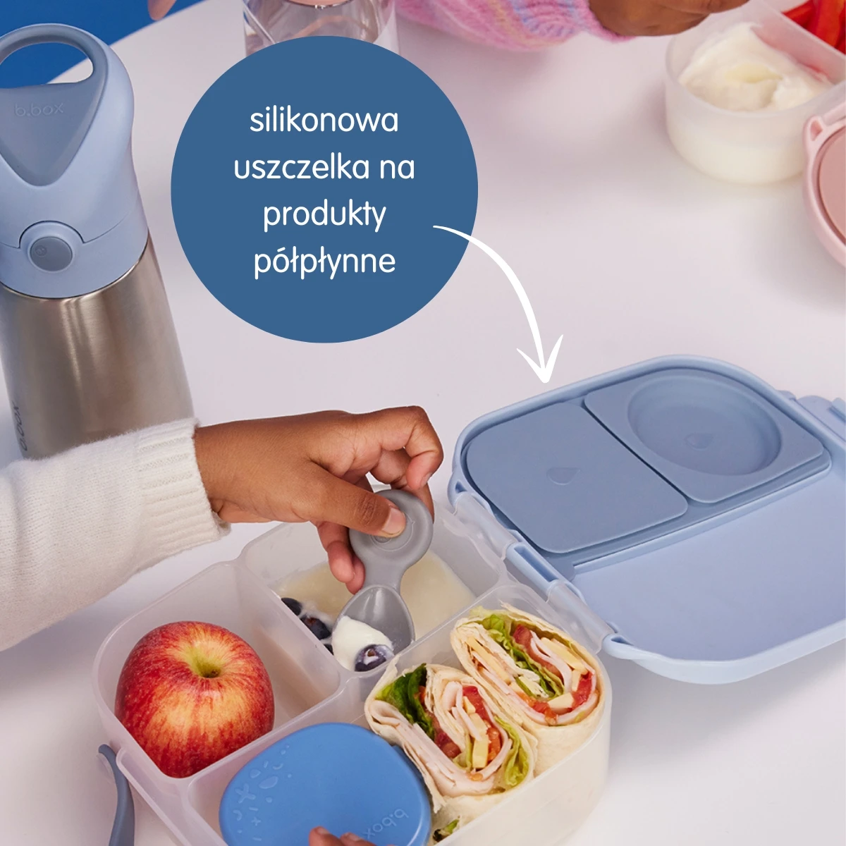 B.BOX Zestaw Sportowa butelka tritanowa 450 ml + Mini Lunchbox Strawberry Shake | Pan Piksel