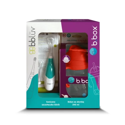Zestaw Soniczna szczoteczka dla dziecka Sönik bblüv+ Bidon ze słomką 240 ml arbuzowy b.box | Pan Piksel