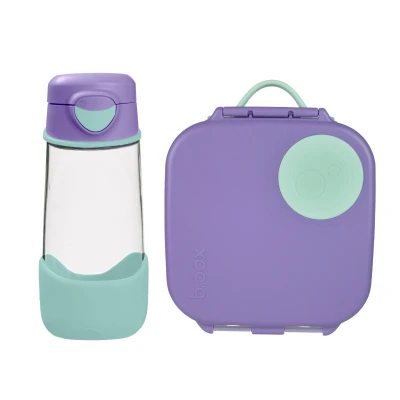 B.BOX Zestaw Sportowa butelka tritanowa 450 ml + Mini Lunchbox Lilac Pop | Pan Piksel