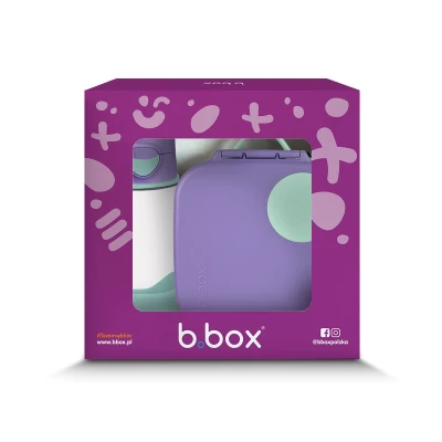 B.BOX Zestaw Sportowa butelka tritanowa 450 ml + Mini Lunchbox Lilac Pop | Pan Piksel