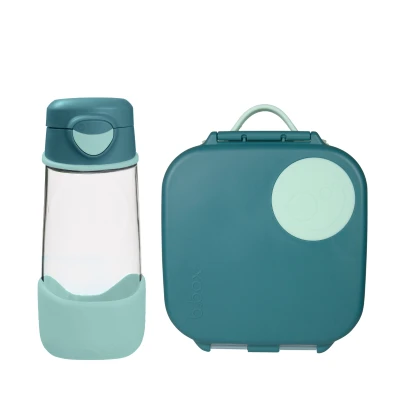 B.BOX Zestaw Sportowa butelka tritanowa 450 ml + Mini Lunchbox Emerald Forest | Pan Piksel