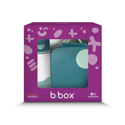 B.BOX Zestaw Sportowa butelka tritanowa 450 ml + Mini Lunchbox Emerald Forest | Pan Piksel