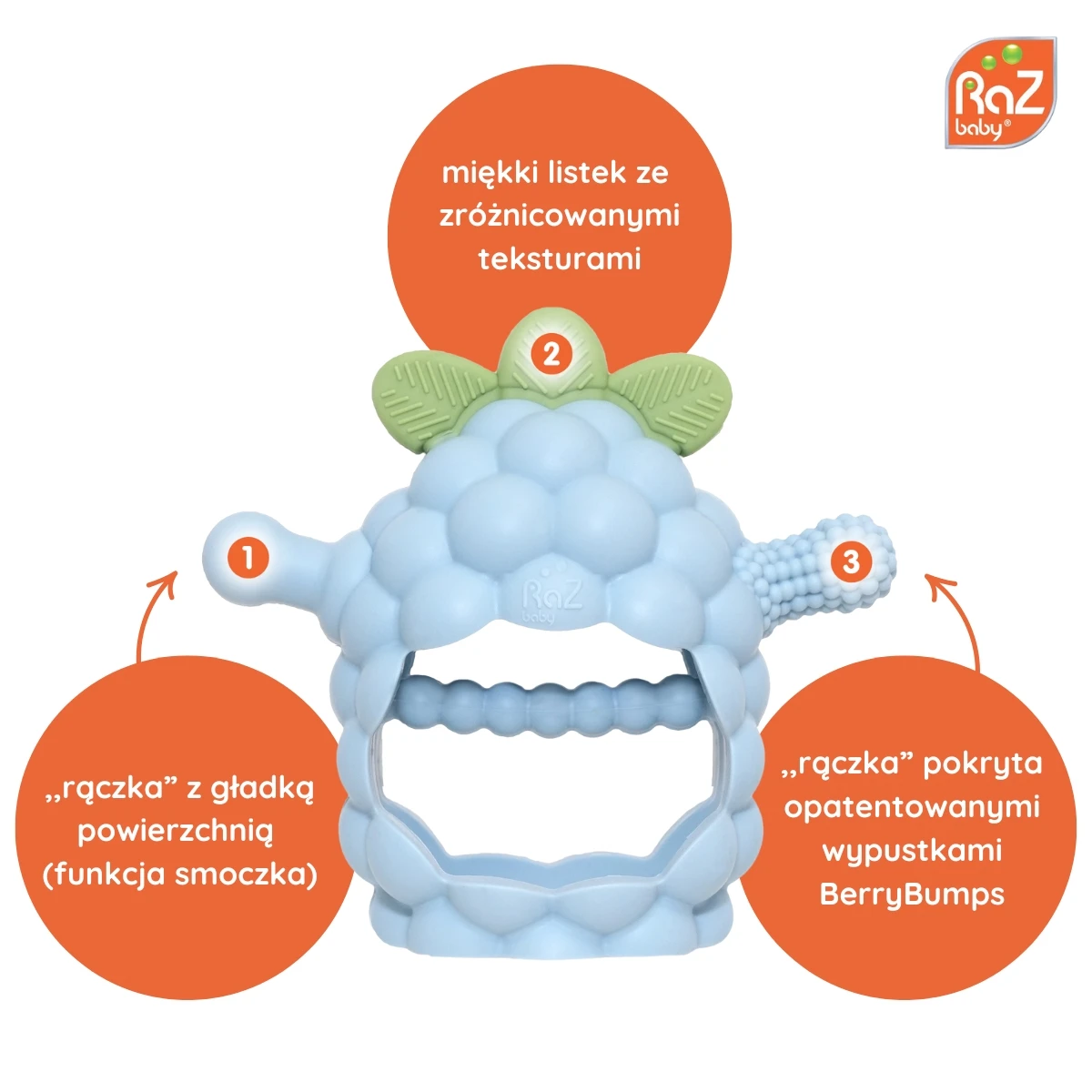 RAZBABY Gryzak silikonowy Razberry Grip czerwony | Pan Piksel