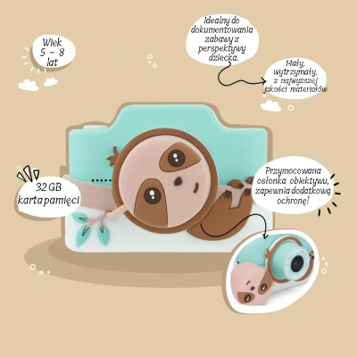 Kiimento. Aparat dla Dzieci z Dotykowym Ekranem. Leniwiec Zippy | Pan Piksel