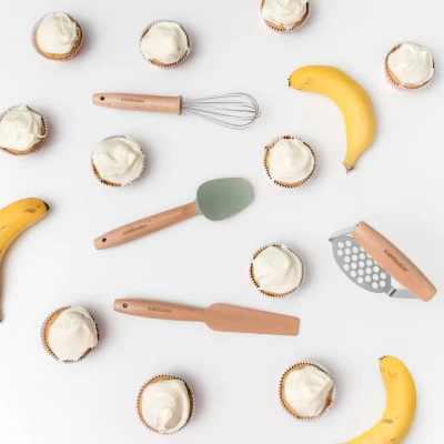 KiddiKutter Zestaw kuchenny dla dzieci 4 el. łopatka trzepaczka szpatułka tłuczek | Pan Piksel