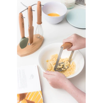 KiddiKutter Zestaw kuchenny dla dzieci 4 el. łopatka trzepaczka szpatułka tłuczek | Pan Piksel