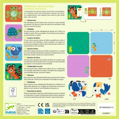 DJECO Wyklejanki filcowe MIĘKKIE ZWIERZĄTKA | Pan Piksel