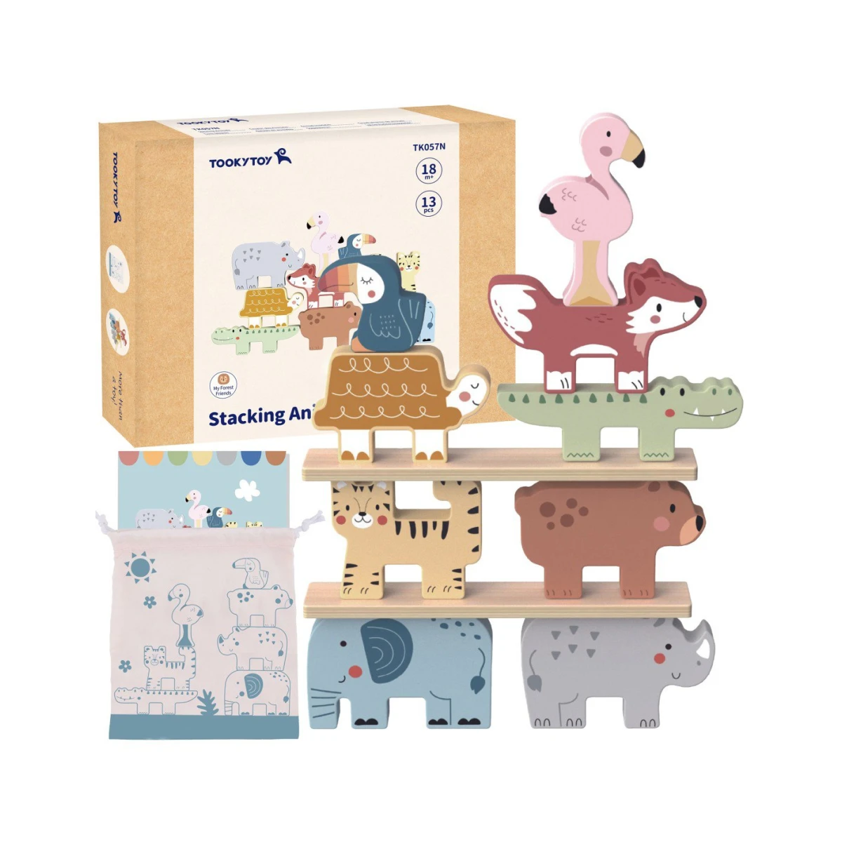 MASTERKIDZ Drewniana Układanka Sorter Piramidka Montessori | Pan Piksel