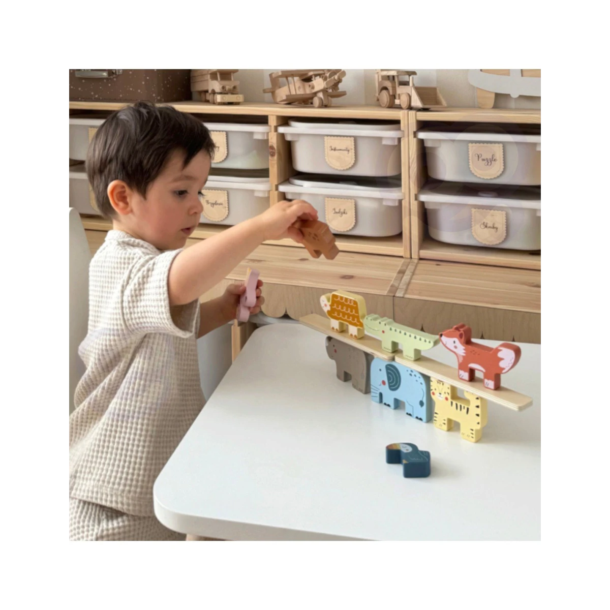 MASTERKIDZ Drewniana Układanka Sorter Piramidka Montessori | Pan Piksel