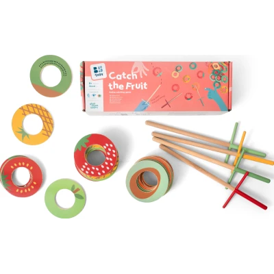 BS Toys Drewniana gra zręcznościowa Łap owoce | Pan Piksel