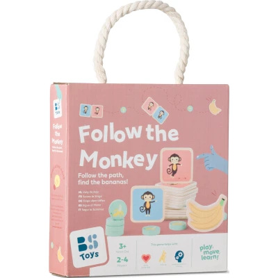 BS Toys Gra ruchowa Śledź Małpkę – zabawka edukacyjna drewniana 3+ tor zadań trasa aktywności | Pan Piksel