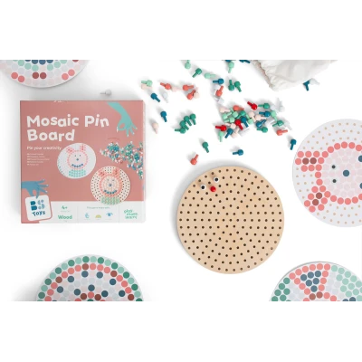BS Toys Drewniana mozaika guzikowa układanka zabawka edukacyjna dla dzieci 4+ | Pan Piksel