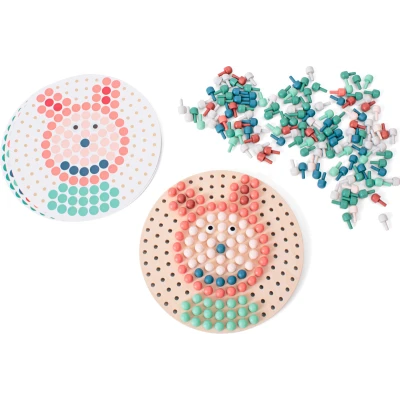 BS Toys Drewniana mozaika guzikowa układanka zabawka edukacyjna dla dzieci 4+ | Pan Piksel