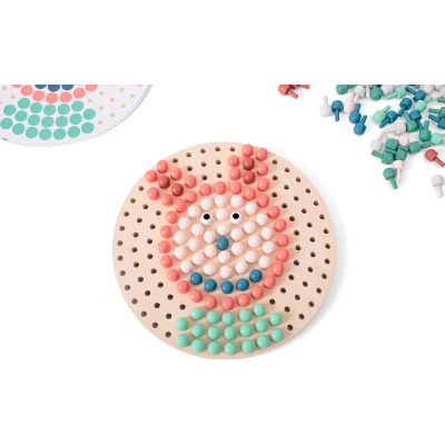 BS Toys Drewniana mozaika guzikowa układanka zabawka edukacyjna dla dzieci 4+ | Pan Piksel