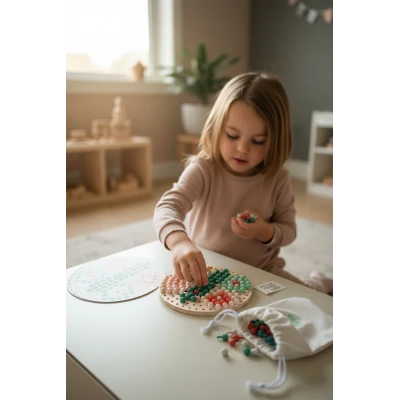BS Toys Drewniana mozaika guzikowa układanka zabawka edukacyjna dla dzieci 4+ | Pan Piksel