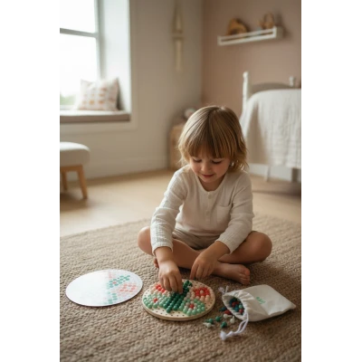 BS Toys Drewniana mozaika guzikowa układanka zabawka edukacyjna dla dzieci 4+ | Pan Piksel