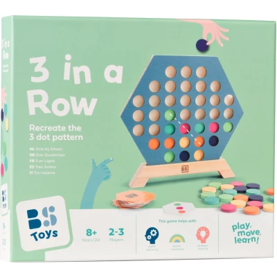 BS Toys 3 w rzędzie – drewniana gra logiczna ćwicząca planowanie i koncentrację 8+ | Pan Piksel