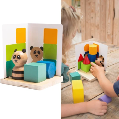 BS Toys Łamigłówka 3D PANDA drewniana gra edukacyjna ćwiczenie wyobraźni przestrzennej 6+ | Pan Piksel