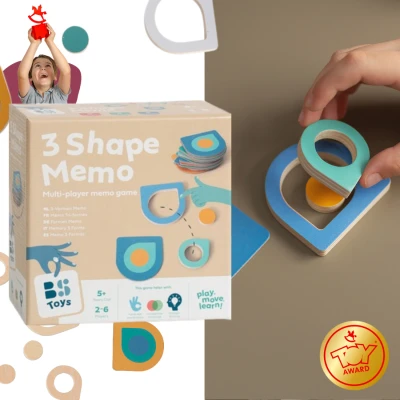 BS Toys Gra Memory 3 kształty dopasuj wzór gra logiczna 5+ | Pan Piksel