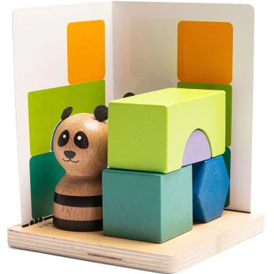 BS Toys Łamigłówka 3D PANDA drewniana gra edukacyjna ćwiczenie wyobraźni przestrzennej 6+ | Pan Piksel