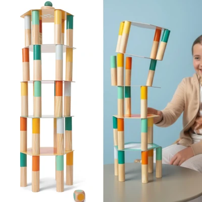 BS Toys Mega Wieża Balansowa z kostką gra zręcznościowa równoważna 5+ | Pan Piksel