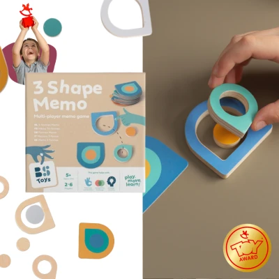 BS Toys Gra Memory 3 kształty dopasuj wzór gra logiczna 5+ | Pan Piksel