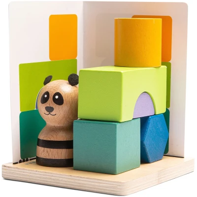 BS Toys Łamigłówka 3D PANDA drewniana gra edukacyjna ćwiczenie wyobraźni przestrzennej 6+ | Pan Piksel