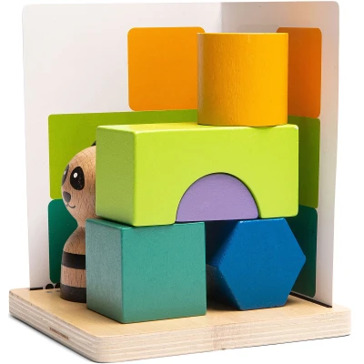 BS Toys Łamigłówka 3D PANDA drewniana gra edukacyjna ćwiczenie wyobraźni przestrzennej 6+ | Pan Piksel