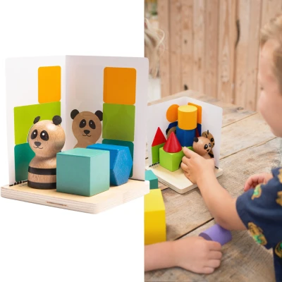 BS Toys Łamigłówka 3D PANDA drewniana gra edukacyjna ćwiczenie wyobraźni przestrzennej 6+ | Pan Piksel