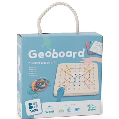 BS Toys Geoplan tablica manipulacyjna edukacyjna z gumkami 48 gumek 20 kart 4+ | Pan Piksel