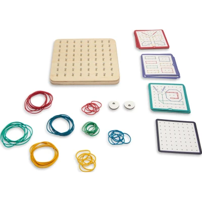BS Toys Geoplan tablica manipulacyjna edukacyjna z gumkami 48 gumek 20 kart 4+ | Pan Piksel